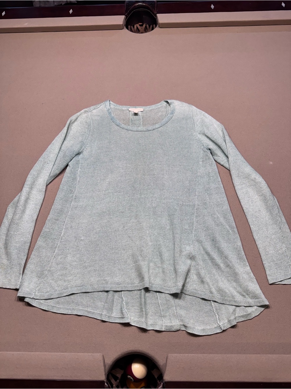 Eileen Fisher Light Aqua Scoop-Neck Long-Sleeve Linen Tunic Sweater